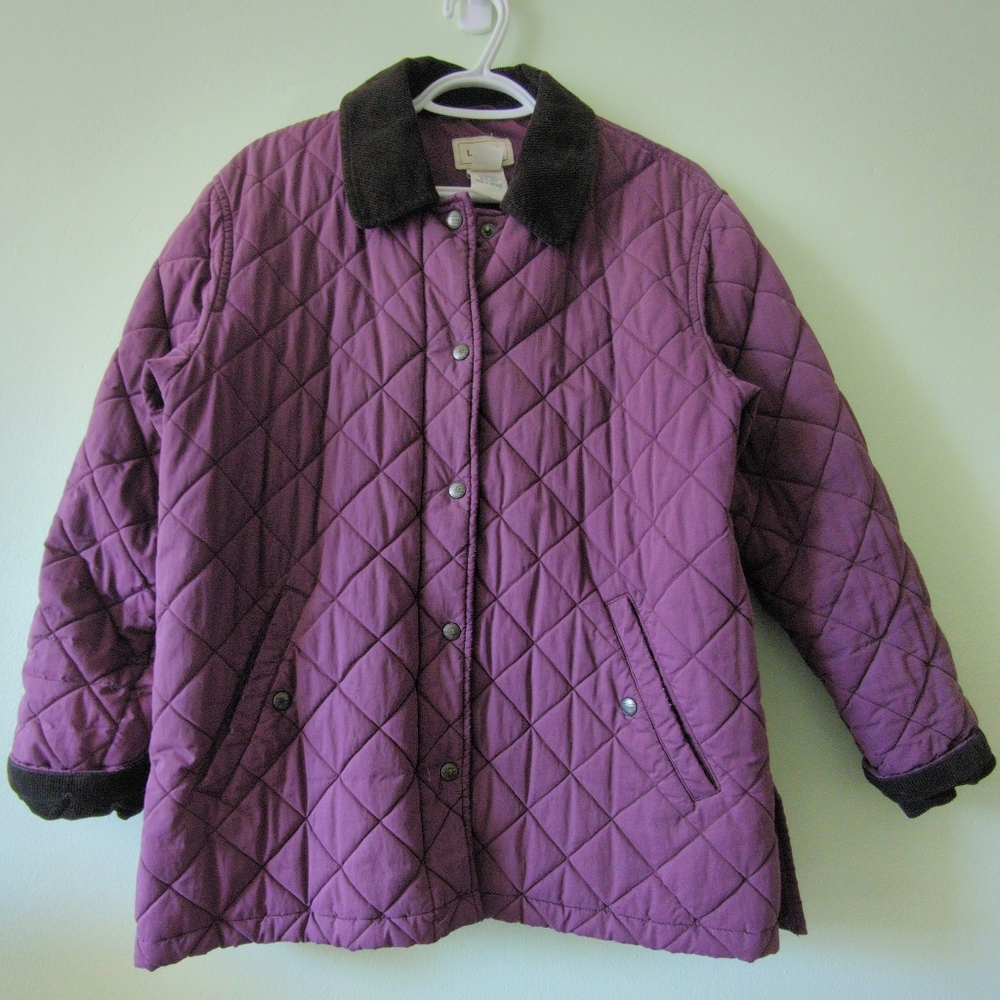 Vintage LL Bean Quilted Corduroy Cotton Purple Coat Jacket Chore Barn small